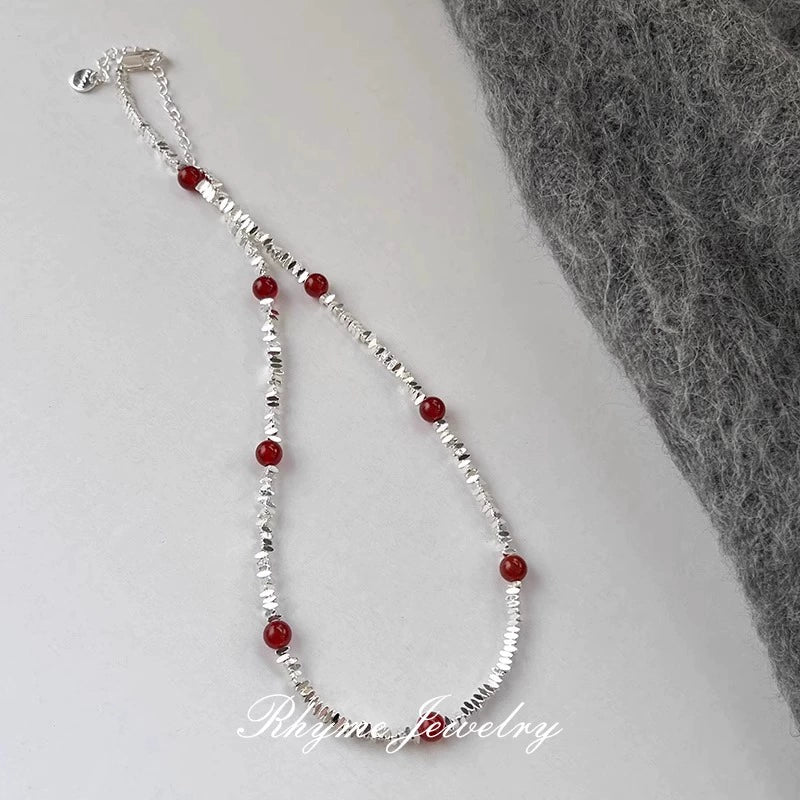 【🎁 B2G1|先行スタート!】【グッズ】上品◎レッドアゲート×925純銀ネックレス|存在感抜群のレディースアクセサリー
