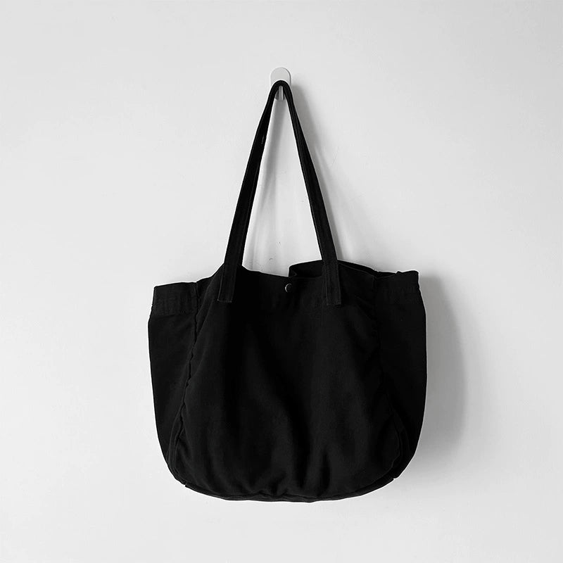 【バッグ】カジュアル 無地 キャンバス ショルダーバッグ