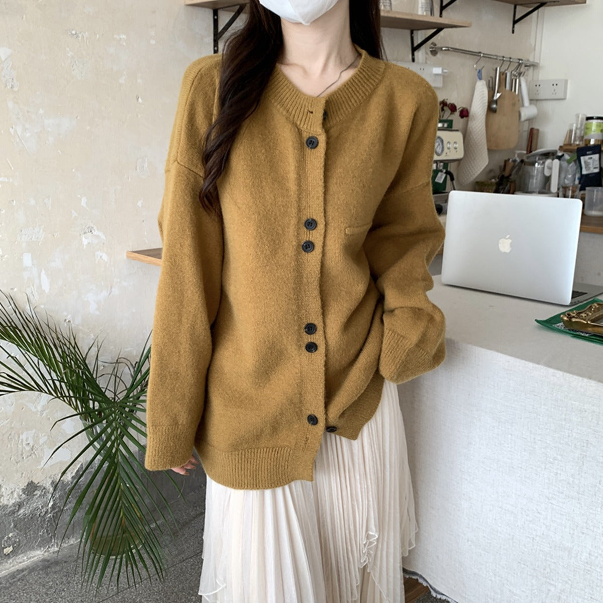 【アウター】日系 ゆったり 無地 春秋 着痩せ カーディガン