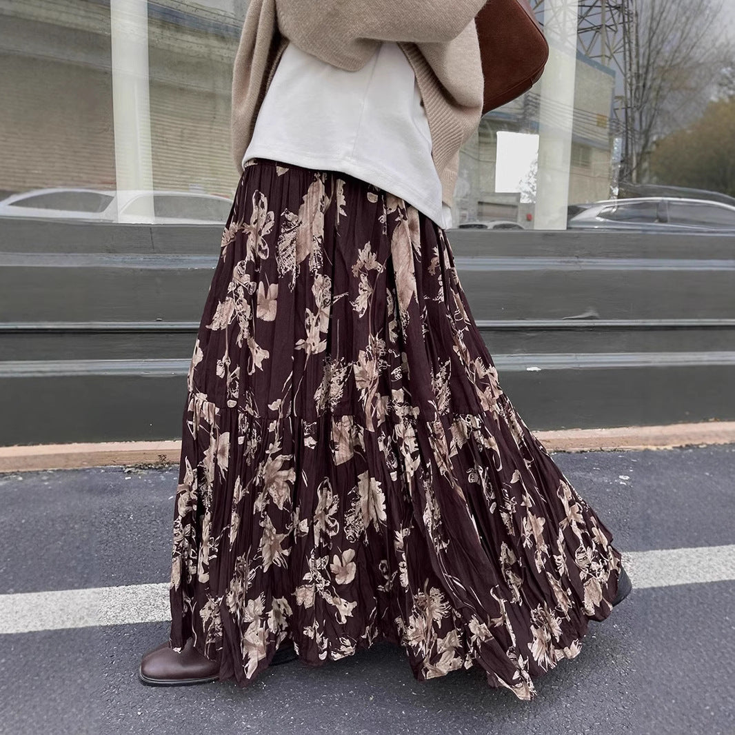 新品 ミーアアステリズム 花柄ロングスカート レディース フレア