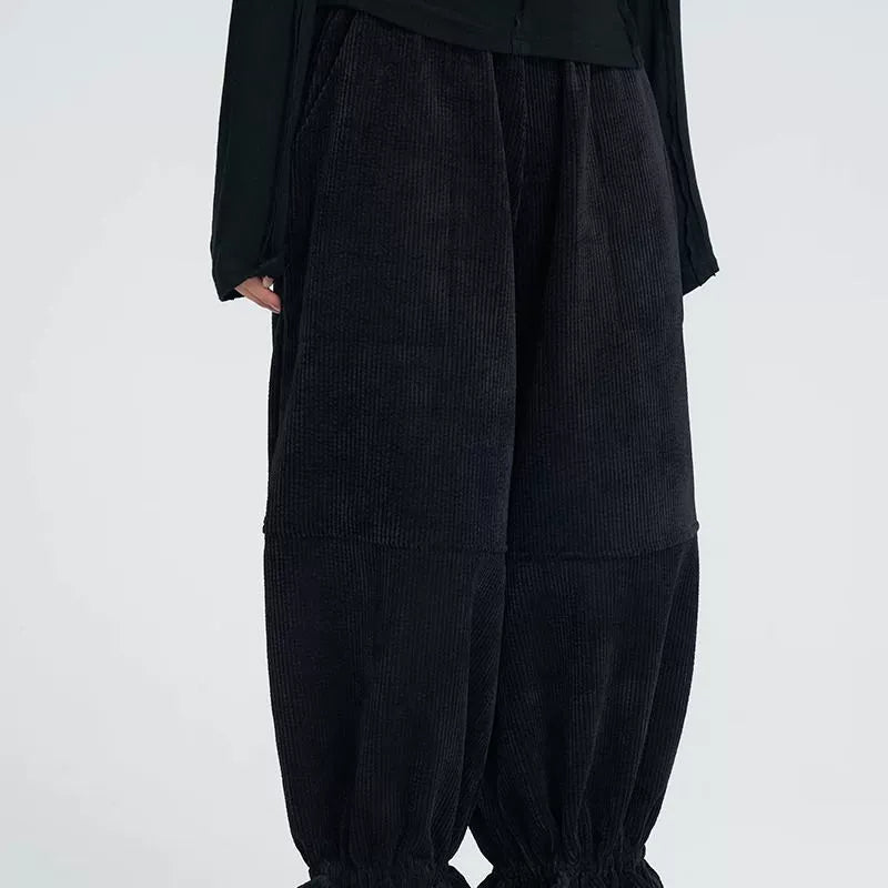 【ボトムス】カジュアル プラスサイズ コーデュロイ生地 裏起毛 秋冬 厚い保温 パンツ【AHシリーズ】