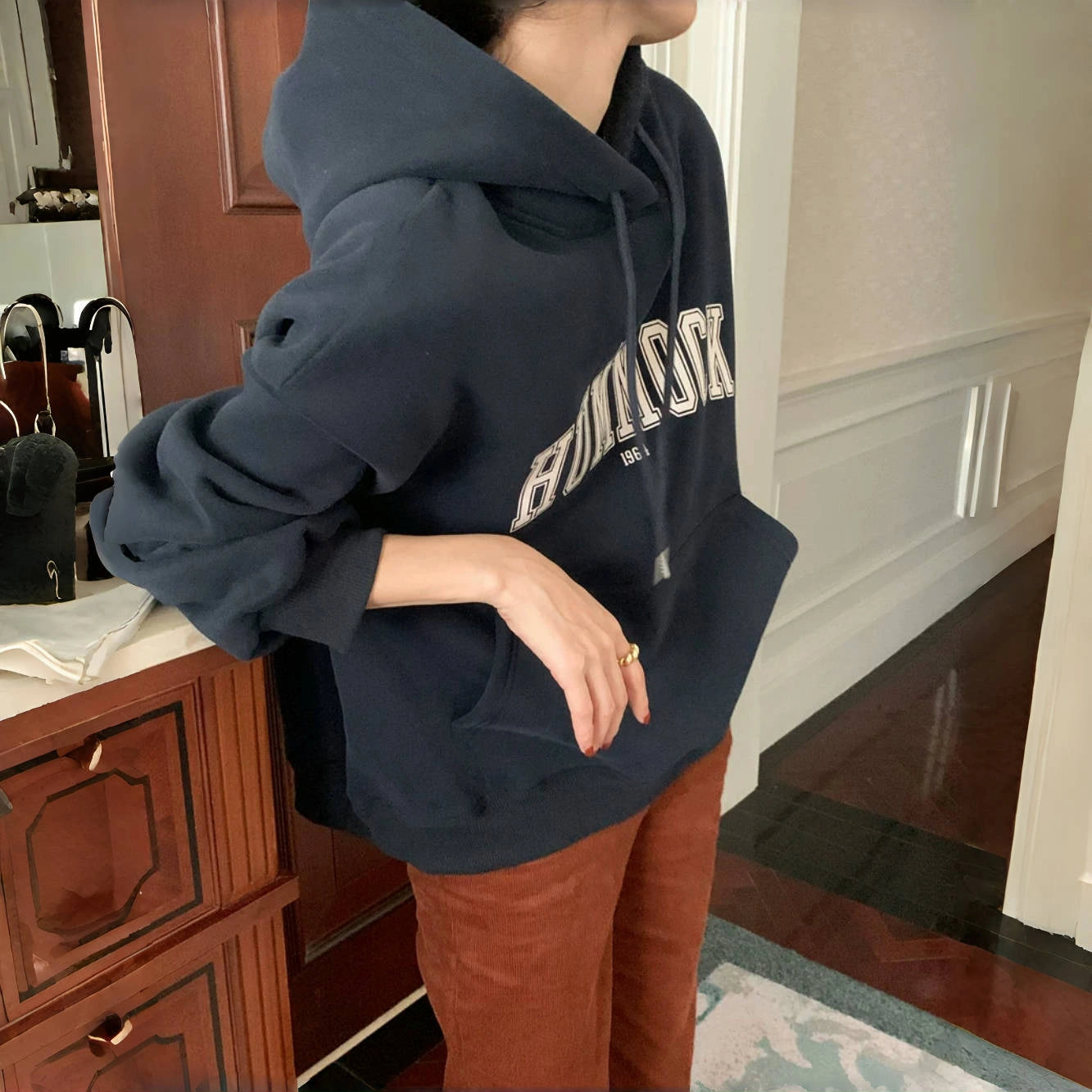 【トップス】秋冬 アルファベット プリント フード付き パーカー