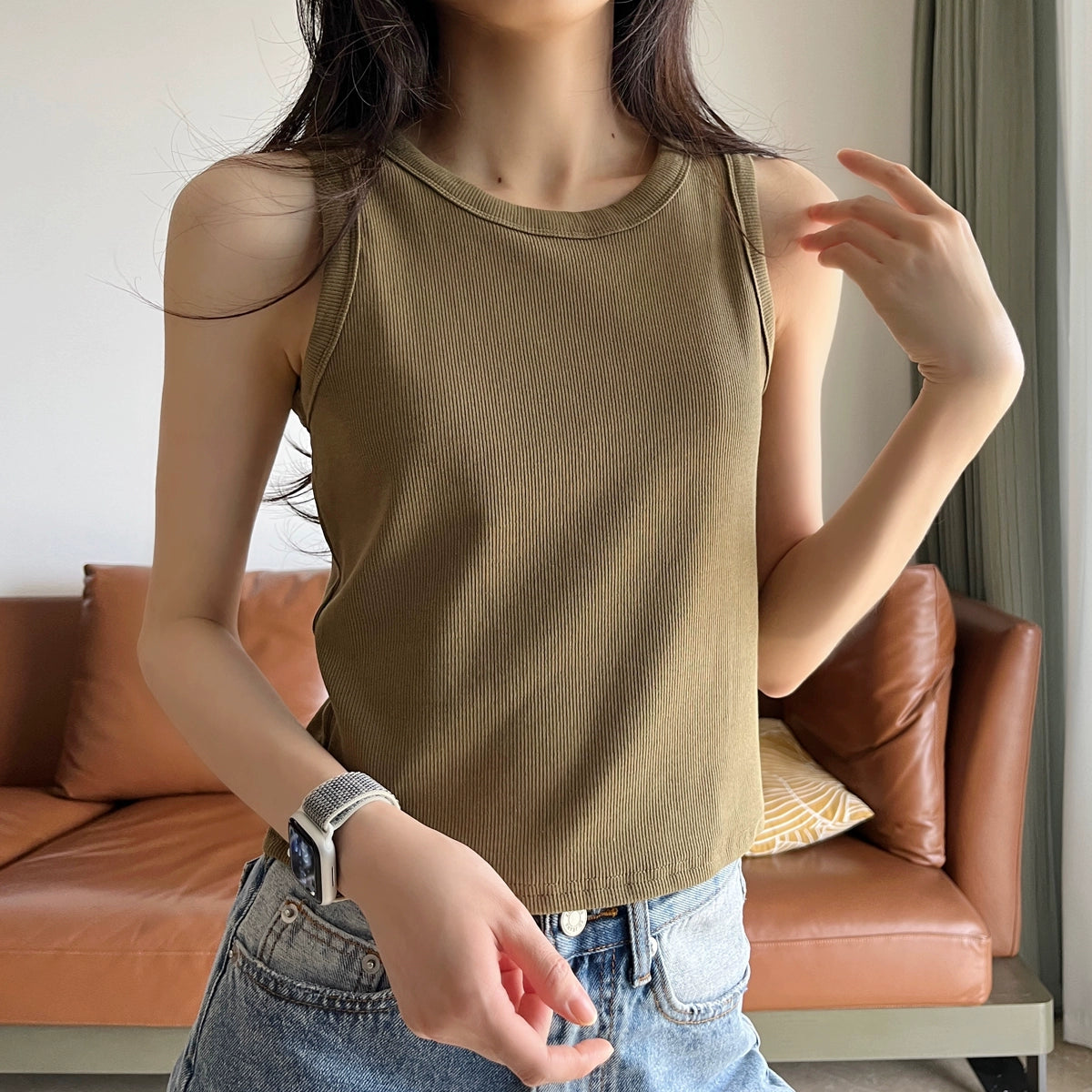 【トップス】夏 ショート クッション性 キャミソール