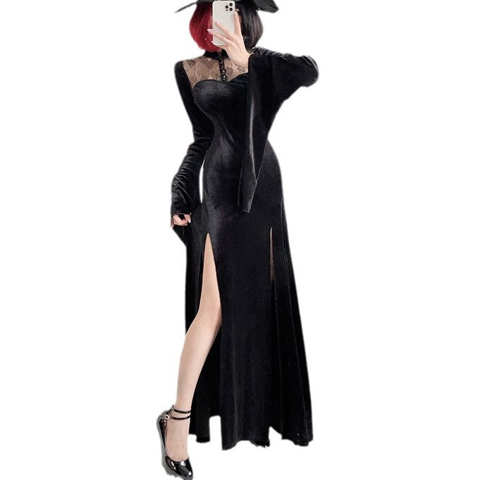 【ハロウィン】衣装 レディース ゴシック ダーク ロングドレス 魔女 吸血鬼 花嫁 コスチューム