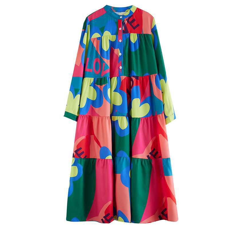 3/20~3/22☀️60%OFF【ワンピース】春秋冬 ゆるリラックス プリント 長袖 ワンピース 【SHシリーズ】