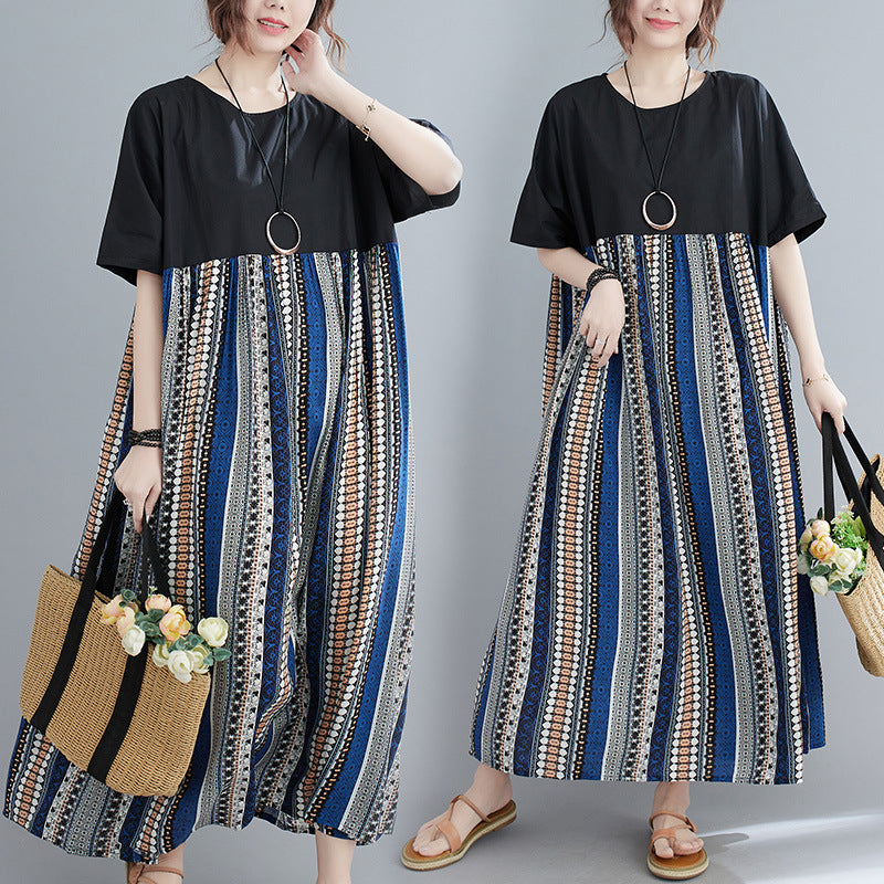 【ワンピース】夏 ゆったり プリント 合わせやすい 半袖ワンピース【SHシリーズ】