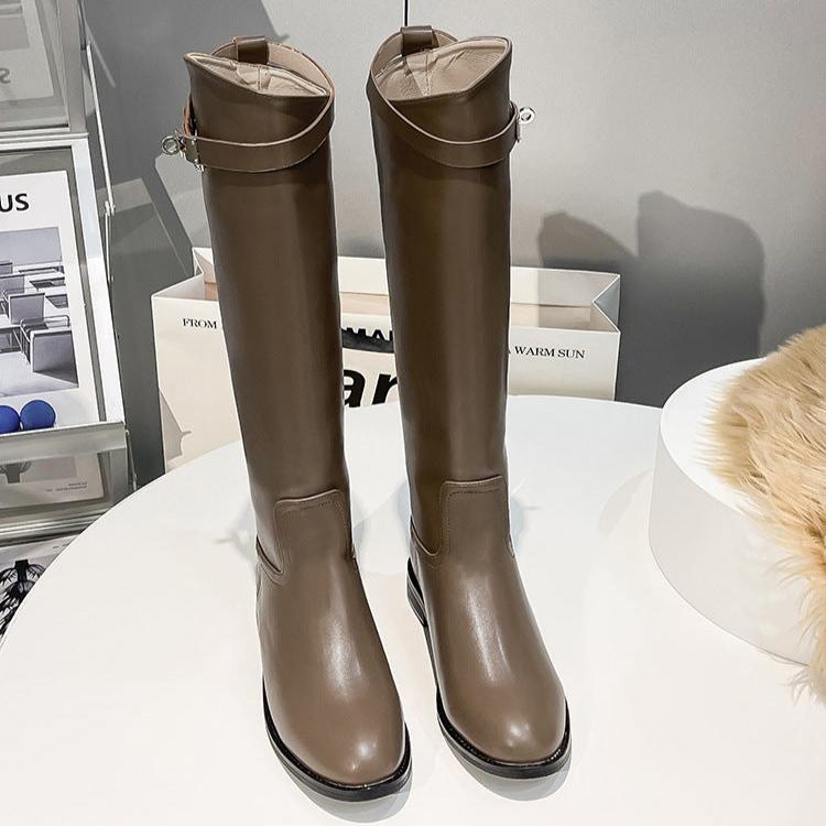 【シューズ】春秋冬 イギリス風 耐久性 秋新作 ソフトレザー 無地 ブーツ