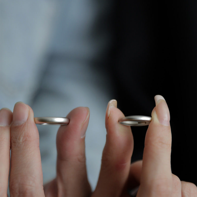 【グッズ】レトロ シンプル マット カップル オープン リング