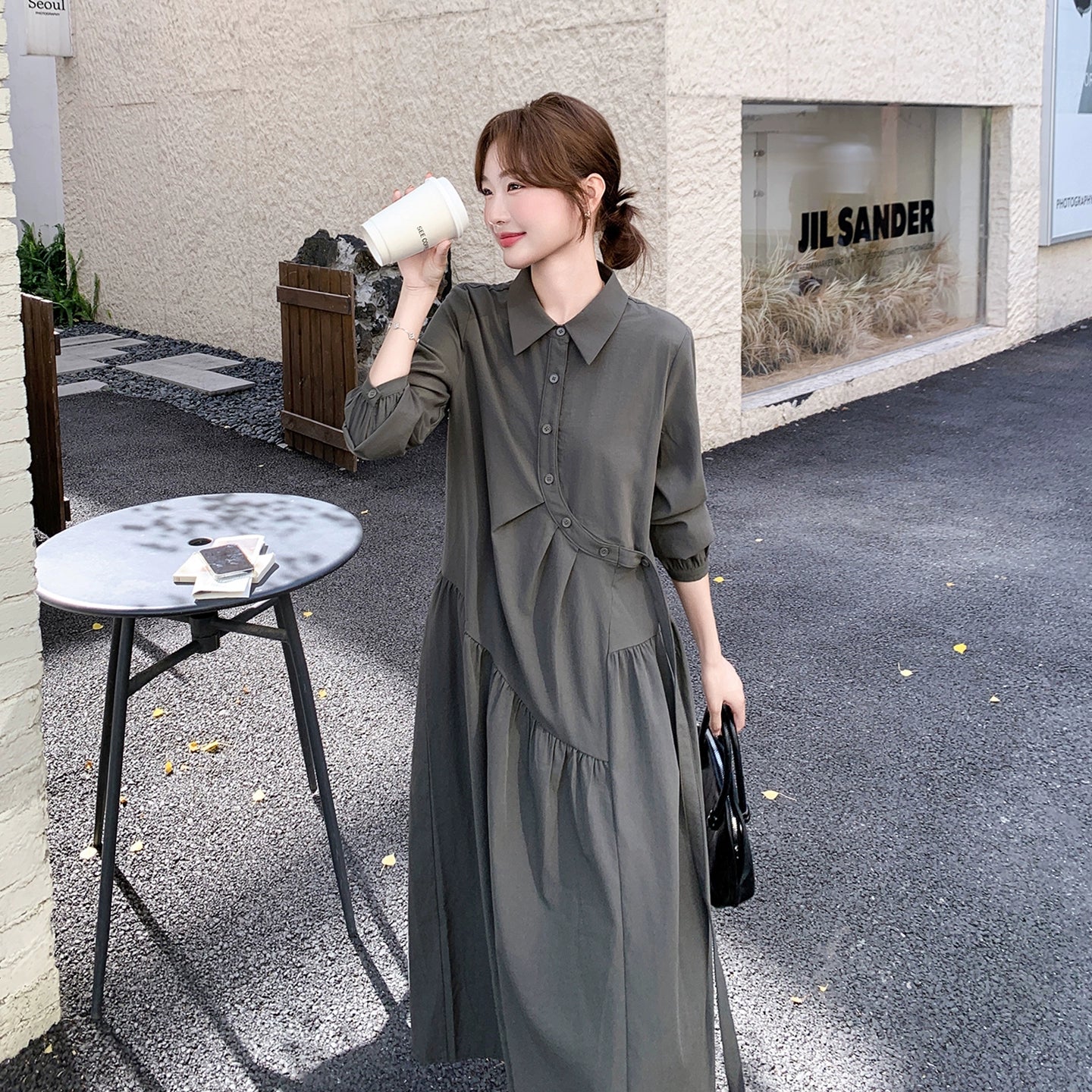 ワンピース】秋新作 長袖ワンピース レディース 韓国風 ヘップバーン風