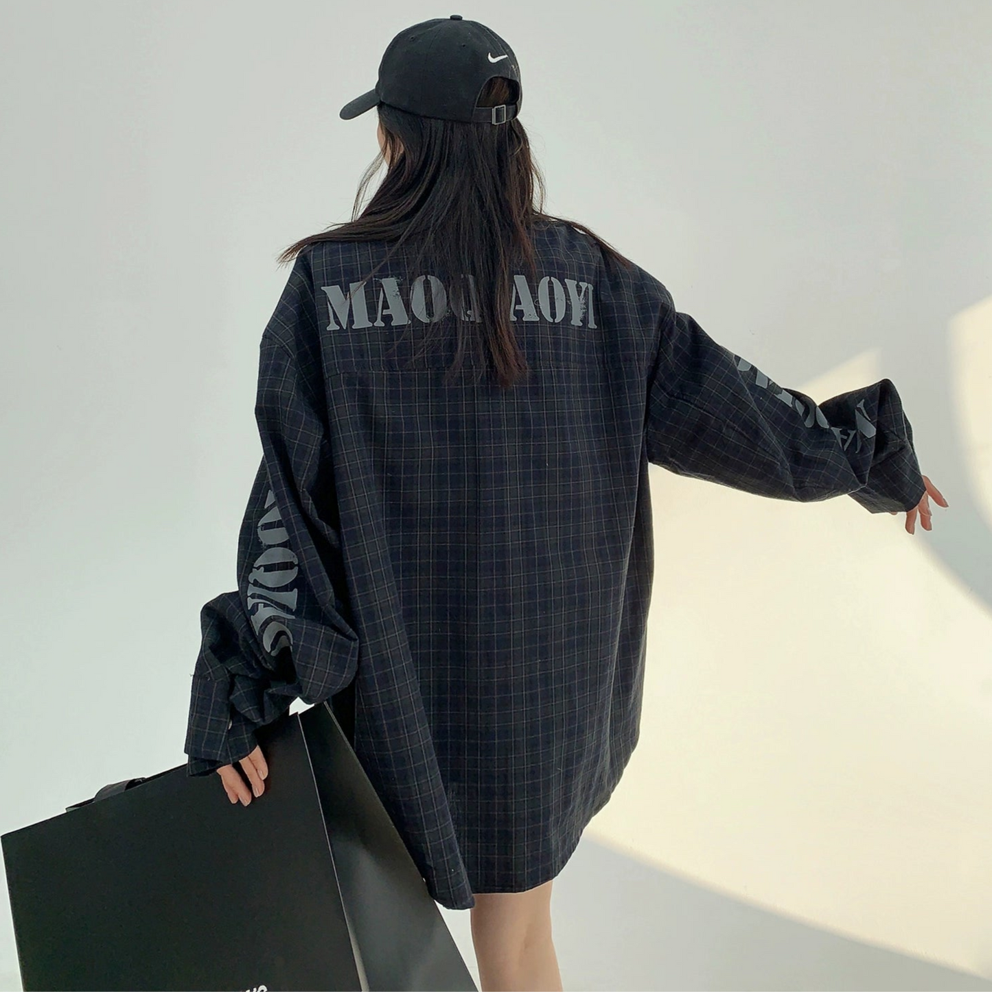 【トップス】春秋 ストリート oversize チェック柄 アルファベット シャツ【FCシリーズ】