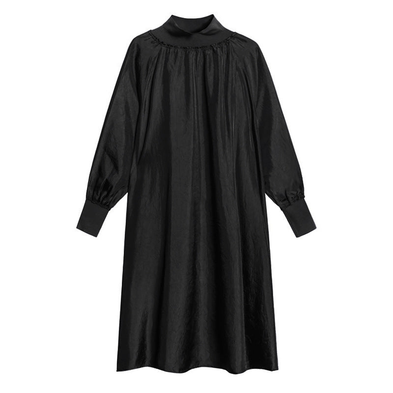 【ワンピース】春秋 ハイネック ゆるリラックス 長袖ワンピース【AHシリーズ】