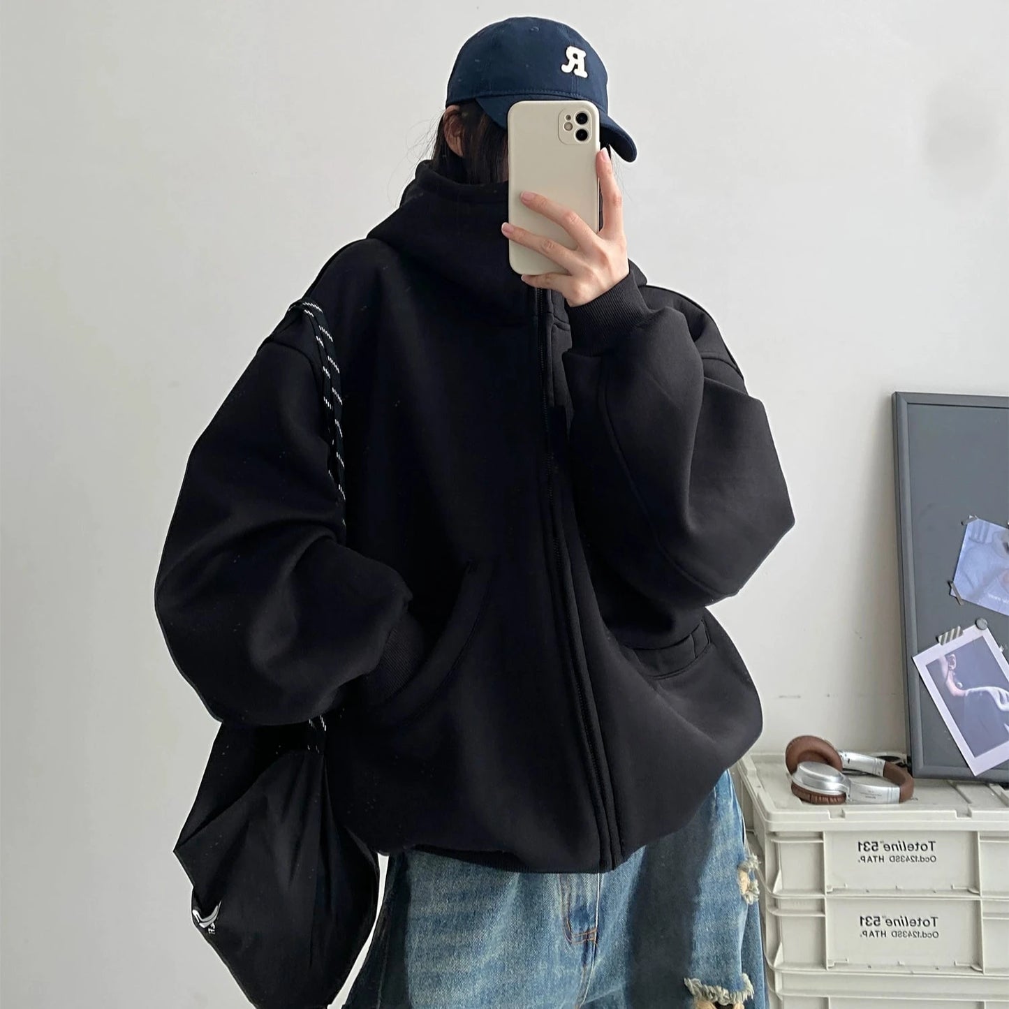 【アウター】シンプル 春秋 合わせやすい ストリート 着痩せ パーカーカーディガン【FCシリーズ】