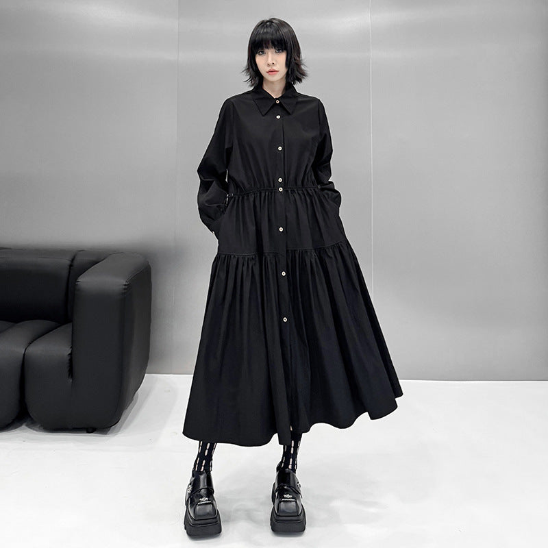 【ワンピース】春秋冬 スクエアネック 長袖 大振裾 ワンピース 【AHシリーズ】