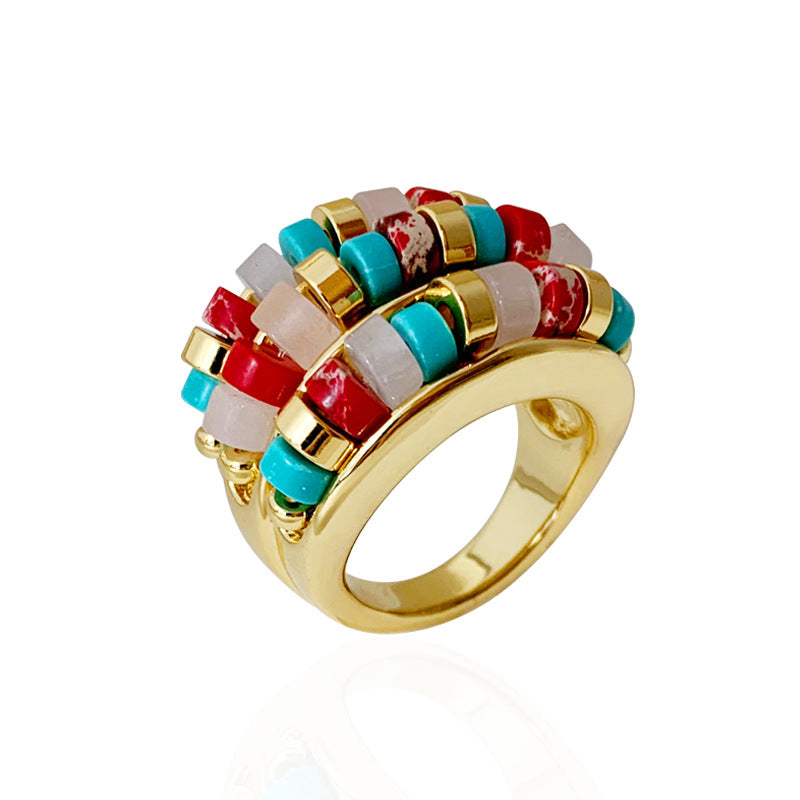 【🎁 B2G1|先行スタート!】【グッズ】レトロ ビーズ 国潮 指輪 リング