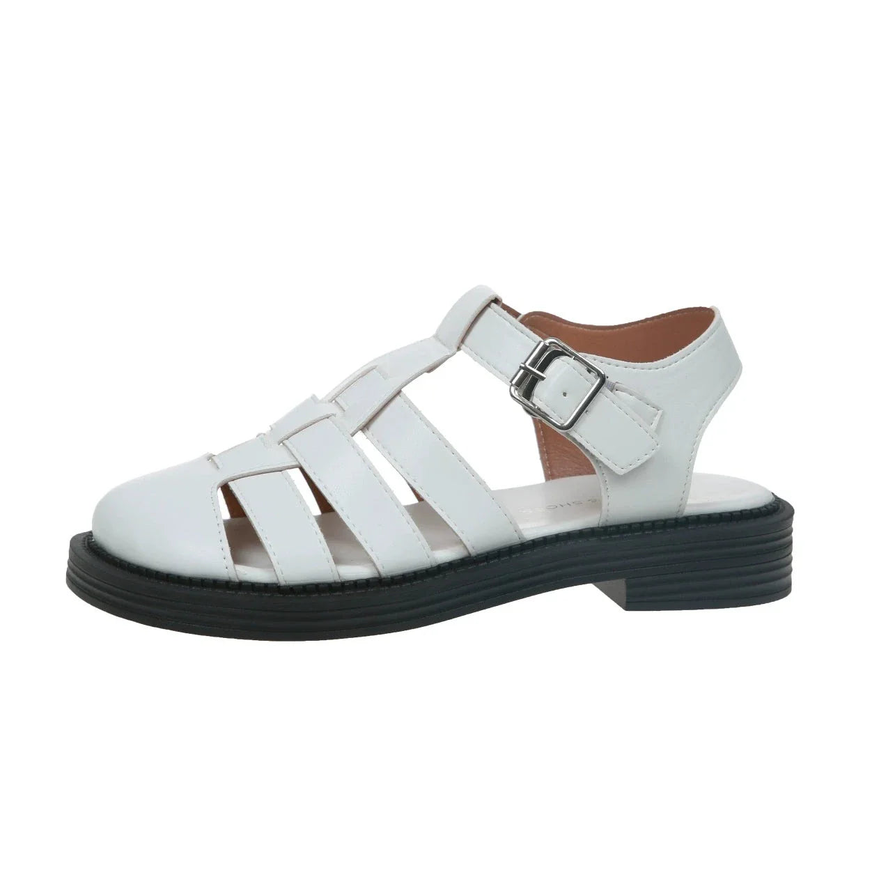 【シューズ】夏 美脚 レトロ 丸トゥ バックル サンダル