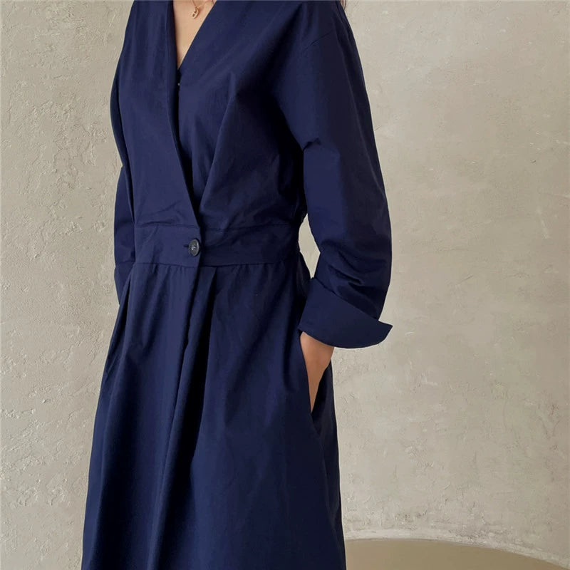 【25SS】【ワンピース】春秋夏 韓国風 ハイウエスト 着痩せ 長袖ワンピース