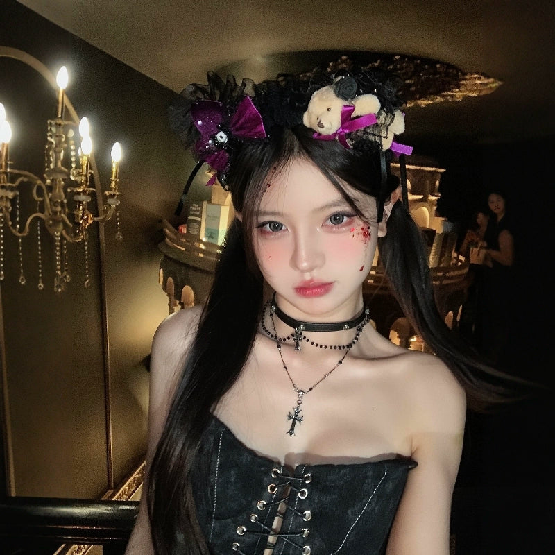 【ハロウィン】カボチャ&クマ&リボンヘアバンド|ゴシックパーティーコスプレ小物