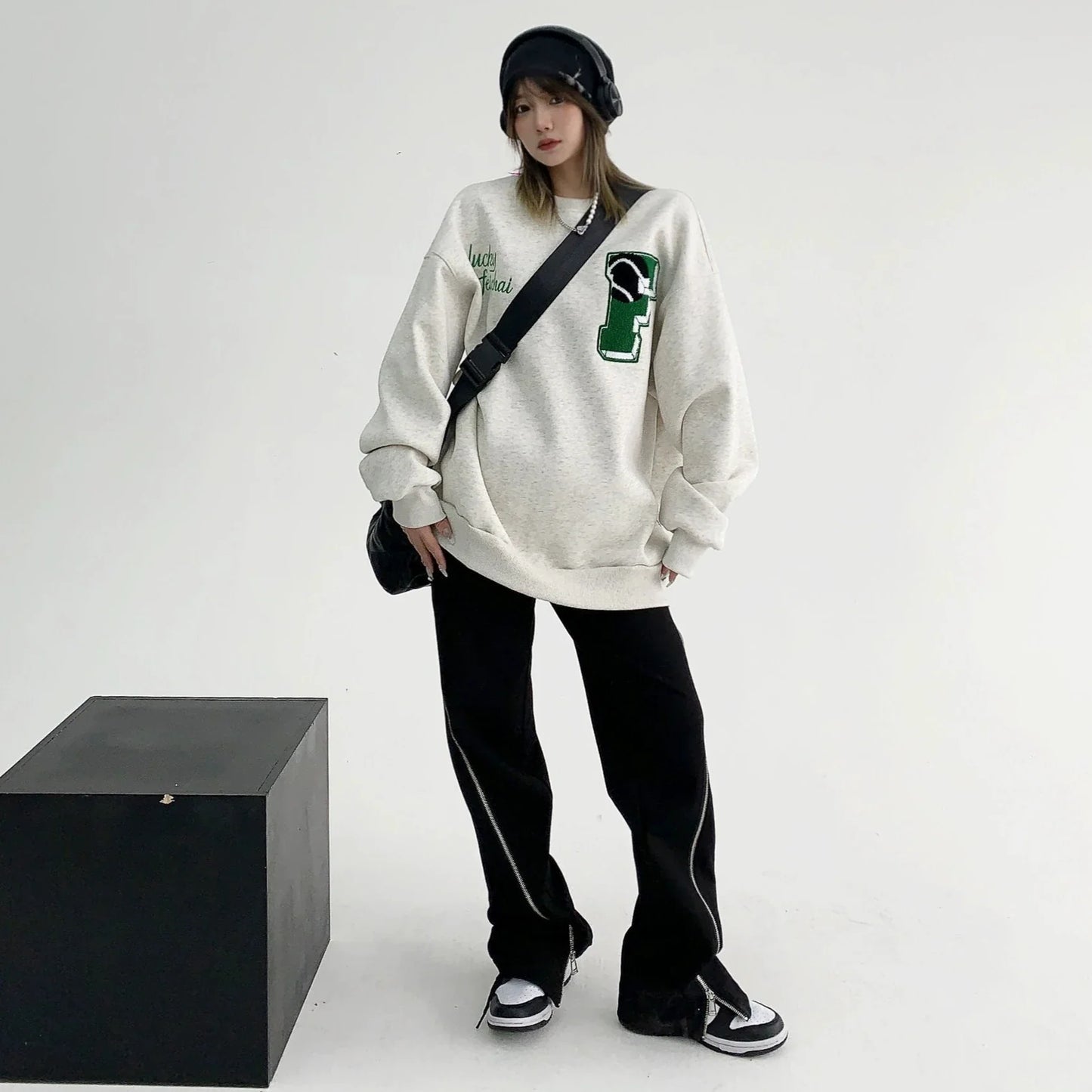 【トップス】秋冬 日系 秋冬 厚い保温 oversize 刺繍 パーカー【FCシリーズ】