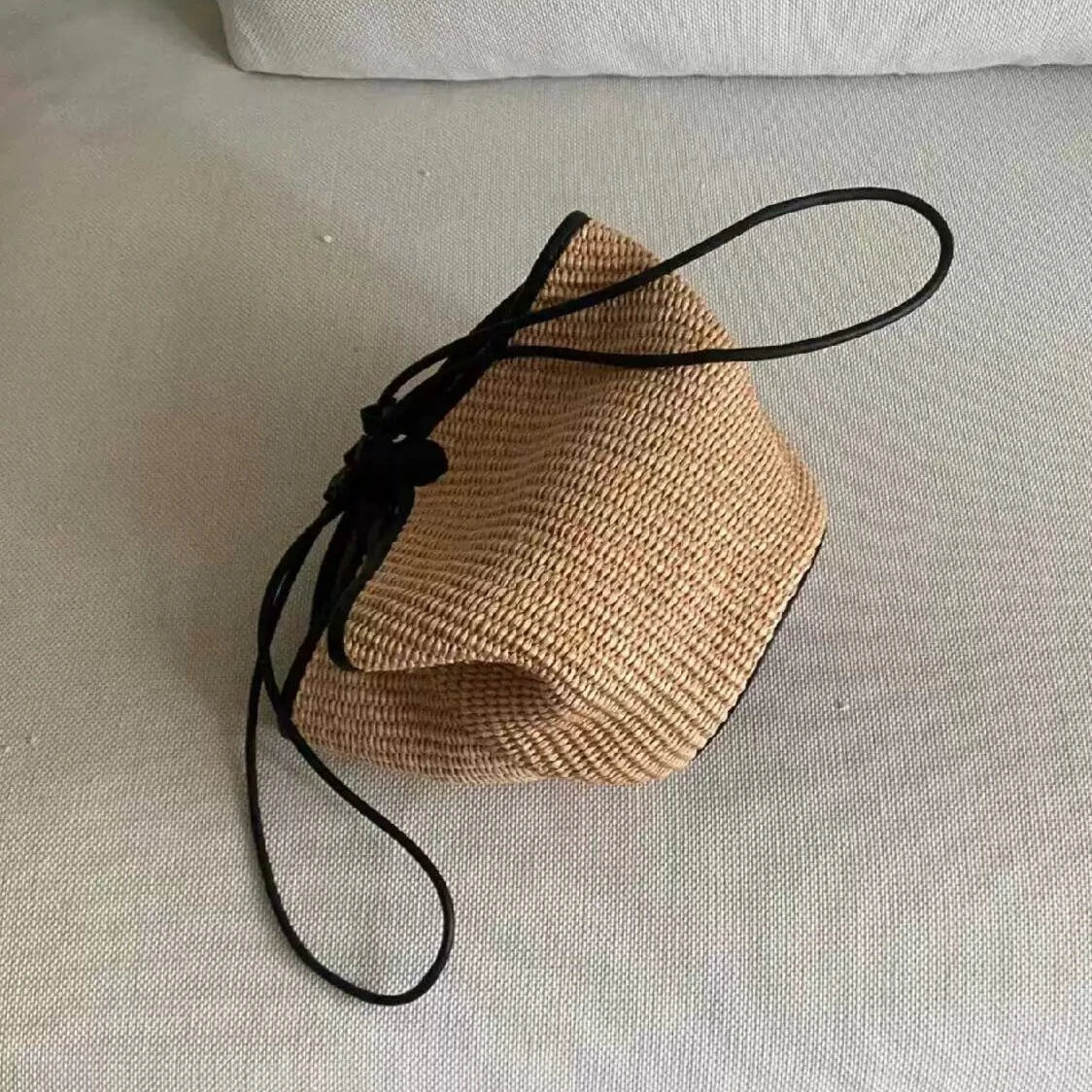 【バッグ】シンプル 草編み ハンドバッグ