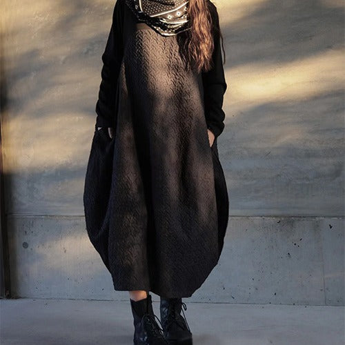 【ワンピース】春秋冬 日系 カジュアル 切り替えし 合わせやすい 長袖ワンピース