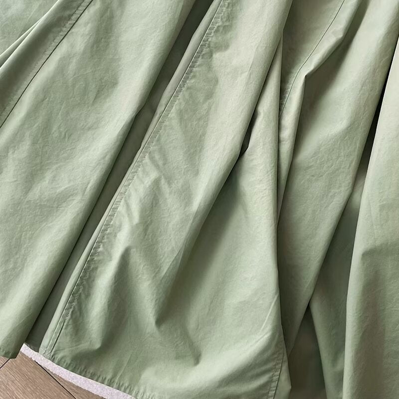 【ワンピース】夏 着痩せ アボカドグリーン Vネック ゆったり ノースリーブワンピース