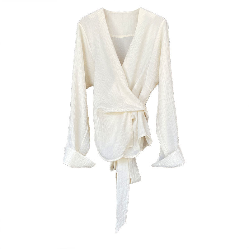 【トップス】春秋 Vネック 着痩せ効果 シャツ 【SNシリーズ】