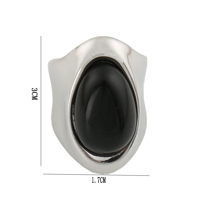 【グッズ】ファッション 高級感 ニッチデザイン オブシディアン リング