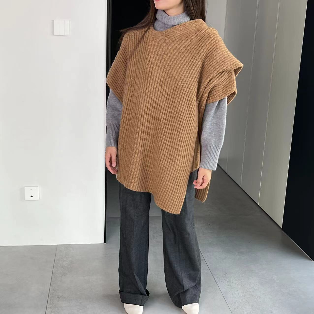 【トップス】秋冬 ニット エレガント ストール ベスト