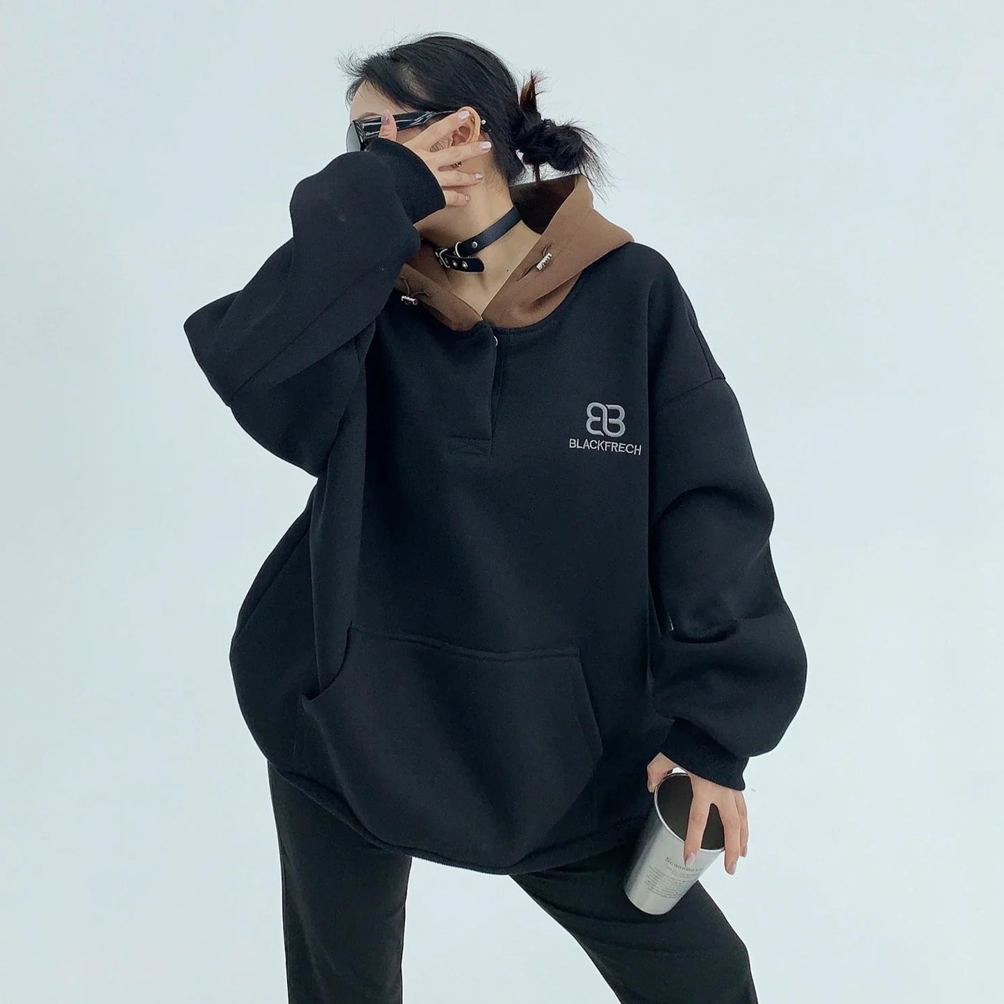 【トップス】秋冬 特別デザイン 大注目 刺繍 切り替えし 裏起毛 パーカー【FCシリーズ】