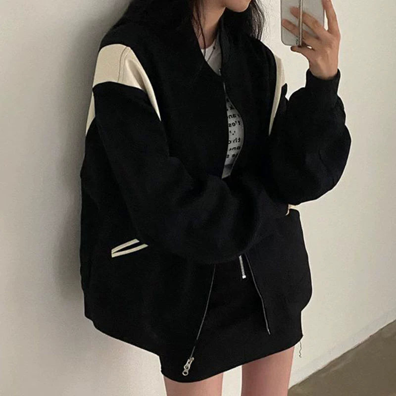 【アウター】レトロラ 春秋 ウンドネック ゆったり カジュアル 野球 ジャケット