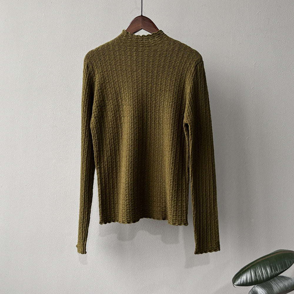 5カラー【トップス】シンプル無地 ハーフハイネック レースニット レディース 秋冬 ふんわり柔らか すっきりシルエット インナー【JZシリーズ】