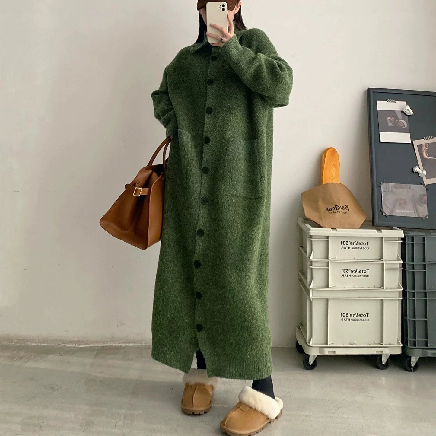 【ワンピース】冬 韓国風 ゆったり カジュアル 長袖 ニットセーターワンピース【FCシリーズ】