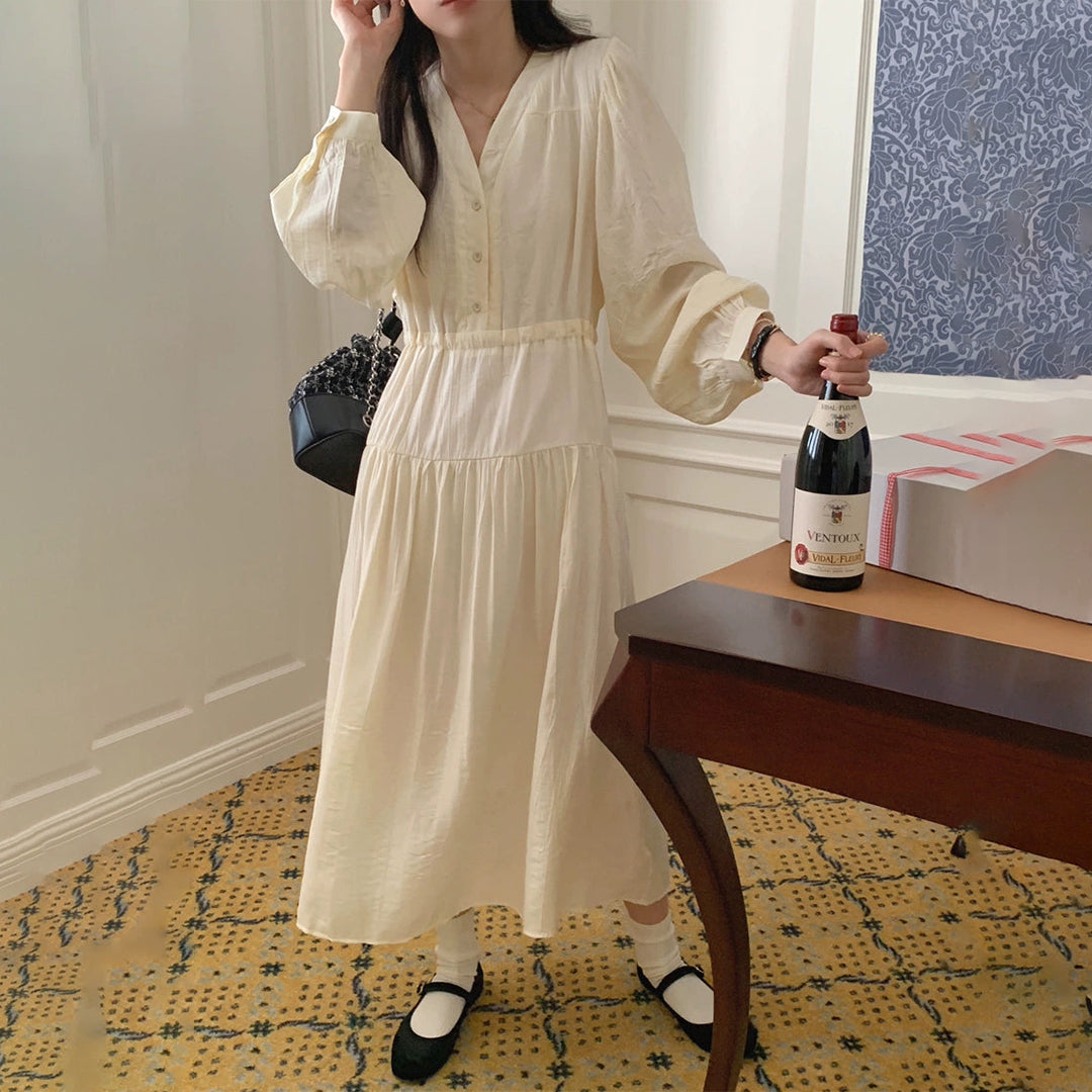 【24AW】【ワンピース】春秋夏 エレガント 合わせやすい 海外トレンド 長袖ワンピース