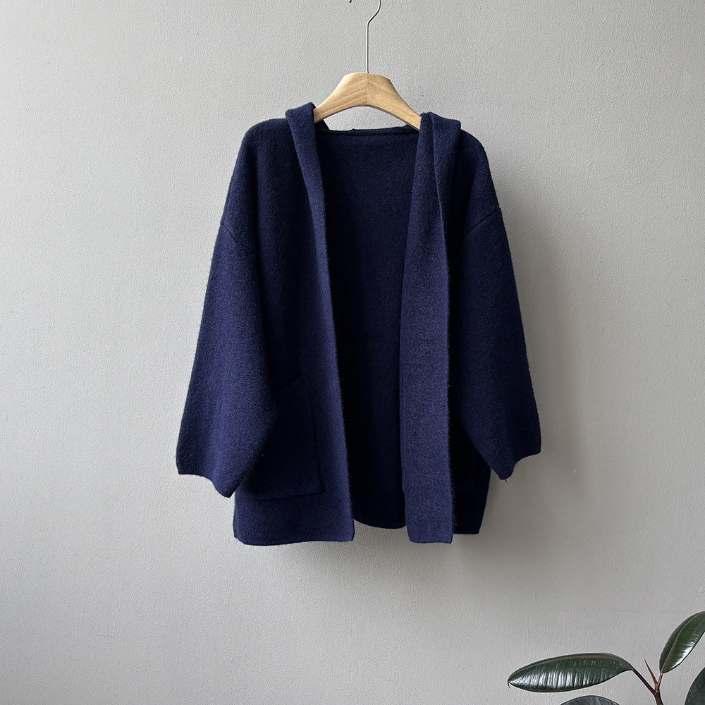 5カラー【アウター】秋冬新作 フード付き ニットカーディガン レディース ゆったり 高見え ルーズ【JZシリーズ】