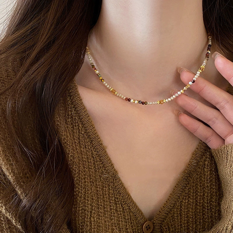 【🎁 B2G1|先行スタート!】【グッズ】レトロ 上品 ビジュー付き 軽奢華 ニッチデザイン チョーカー ネックレス