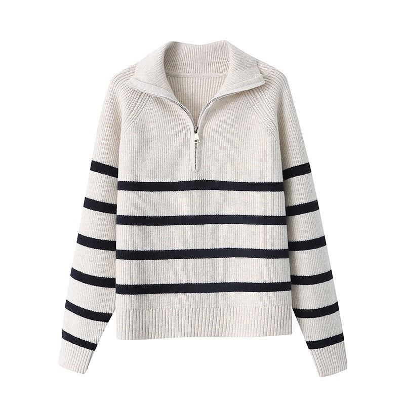 【トップス】秋冬 しま模様 ゆったり 合わせやすい ニットセーター