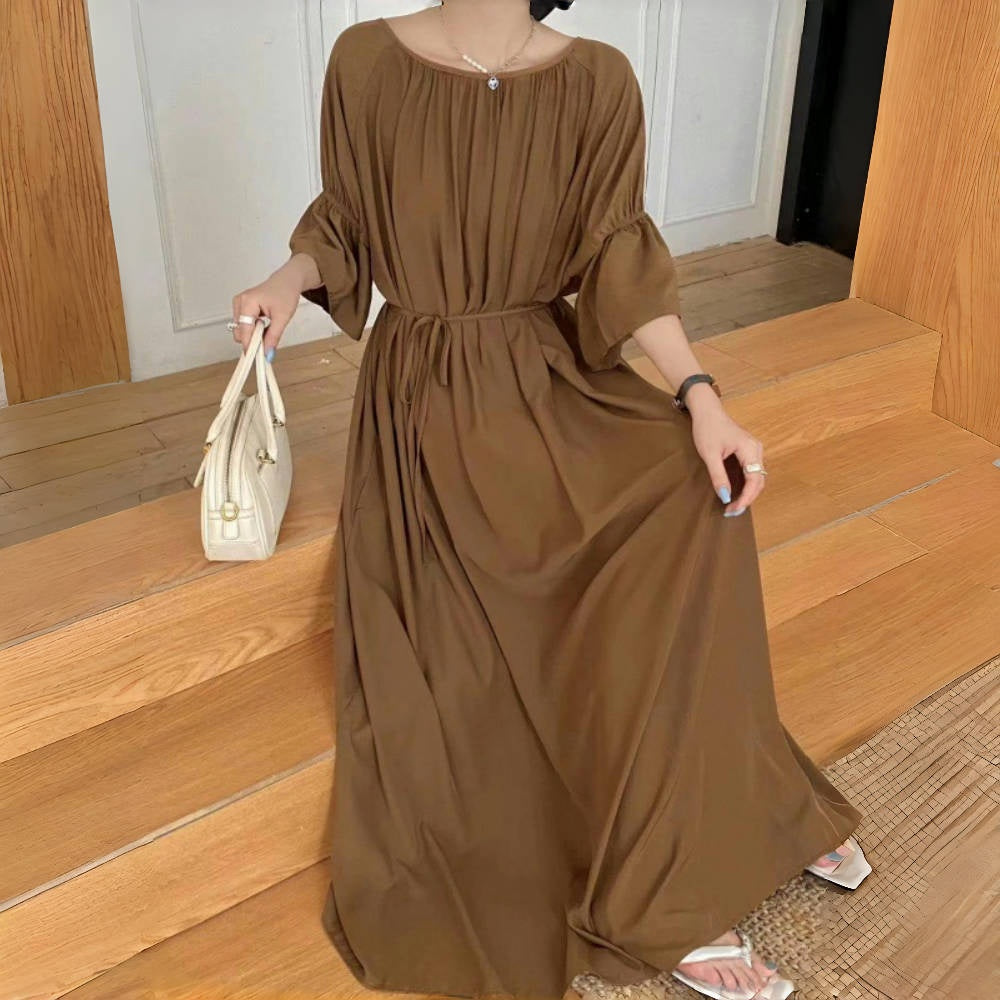 【ワンピース】夏 エレガント プラスサイズ 前後着用可能 半袖ワンピース