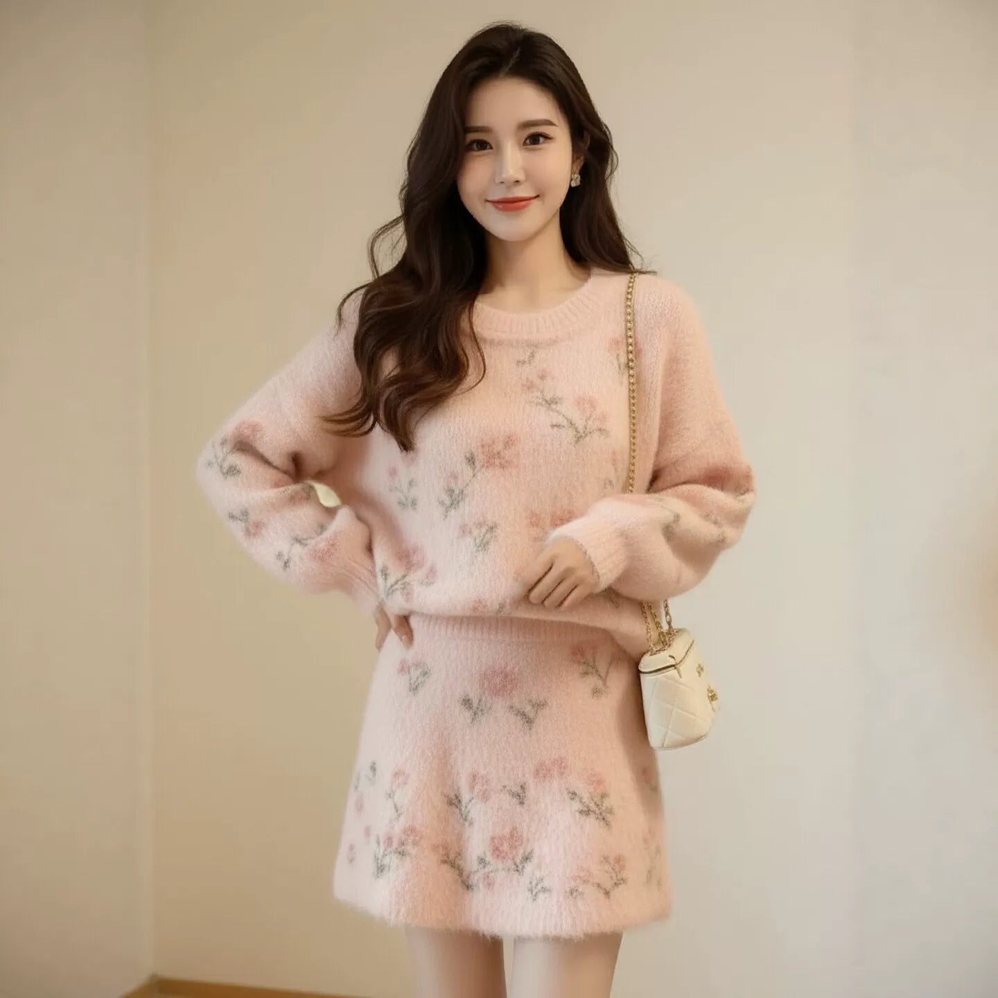 【セットアップ】日系 若見え 海外トレンド あつさり ニットセーター+スカート 2点セット 【SHシリーズ】