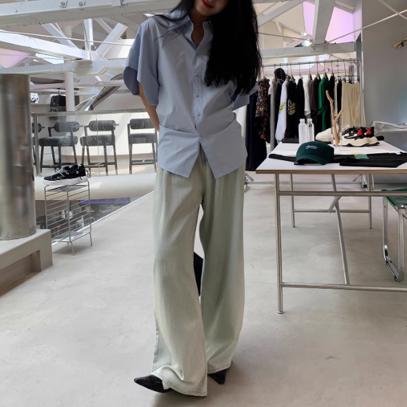 【トップス】高品質 ランタンスリーブ 夏 ゆったり シャツ