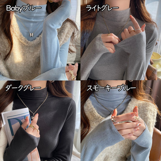 【トップス】🌈12色展開！ハーフタートルネックインナートップス 🏷️超万能 柔らかくて暖かい【JZシリーズ】