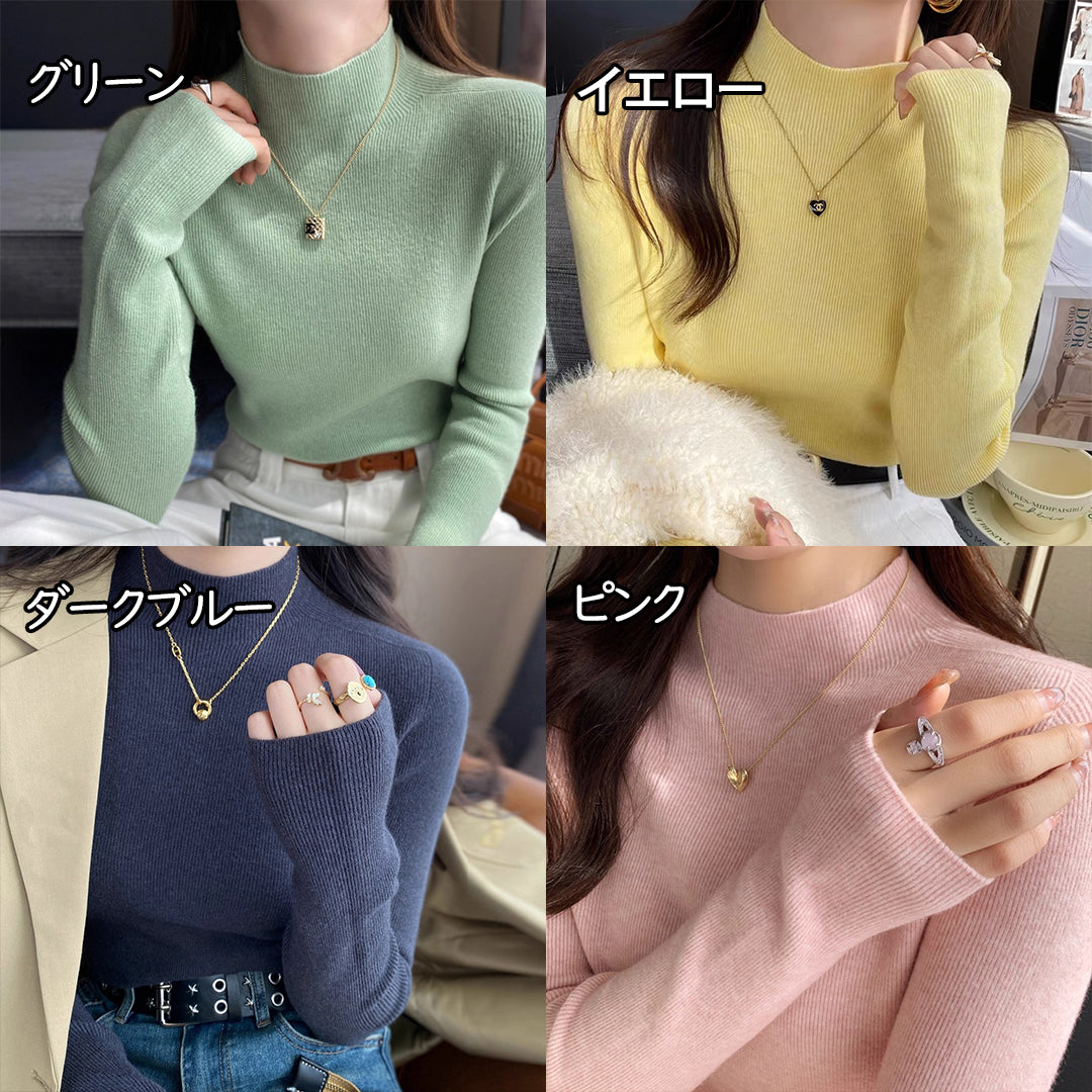 【トップス】🎨15色展開！ハーフタートルネックインナートップス 🏷️超万能＆必携アイテム シームレス一体型デザイン【JZシリーズ】