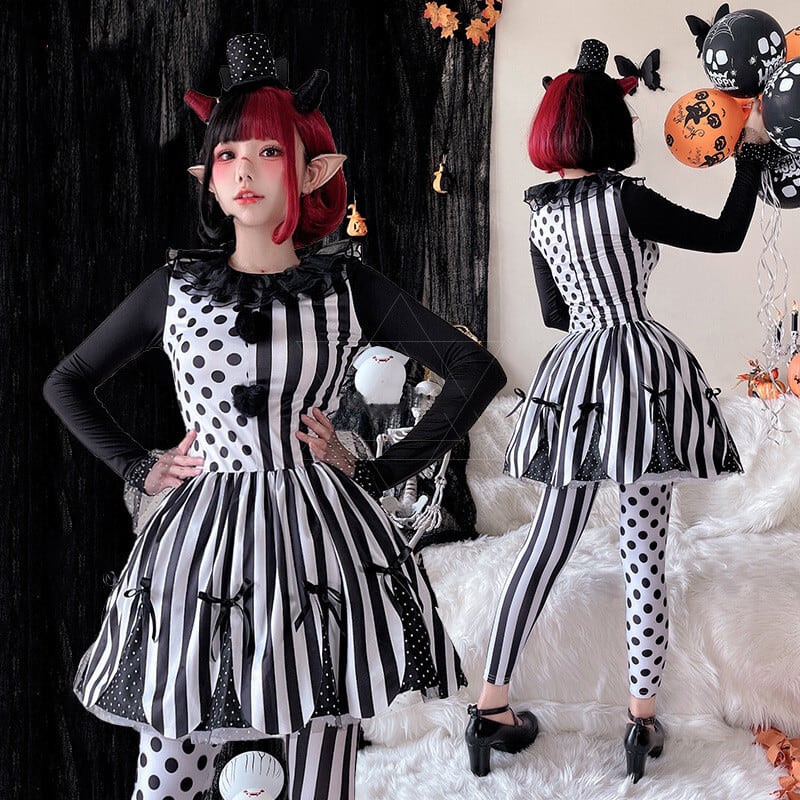 【ハロウィン】コスプレ ホラー サーカス ジョーカー ゴーストドール ワンピース レディース