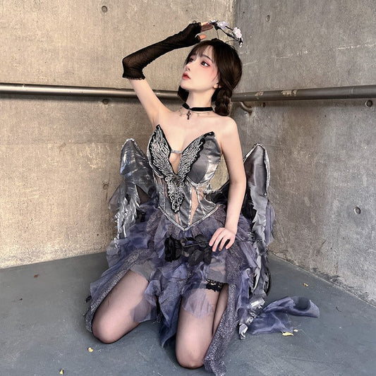 【ハロウィン】衣装 レディース ダーク ゴシック ゴースト エンジェル デビル コスプレ 大人用 ドレス