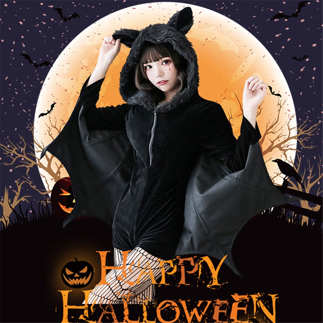 【ハロウィン】レディース ホラー 吸血鬼 コウモリ デビル コスチューム アニマルパーティー 仮装 ステージ衣装