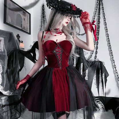 【ハロウィン】コスプレ 衣装 レディース 新作 赤い悪魔 暗黒天使 ワンピース セット セクシー 角色扮演服