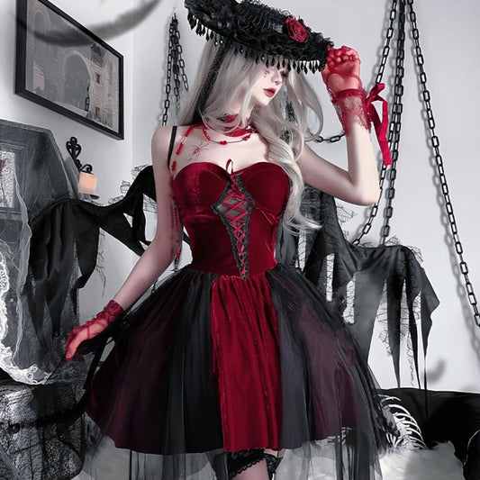 【ハロウィン】コスプレ 衣装 レディース 新作 赤い悪魔 暗黒天使 ワンピース セット セクシー 角色扮演服