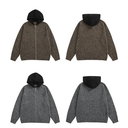 【24AW】【15～20日内発送】【アウター】高級感 配色 厚い保温 ニットセーター ジャケット【FCシリーズ】