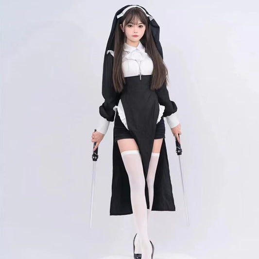 【ハロウィン】コスプレ 衣装 セクシー ナース 修道女 大きいサイズ ハロウィン メイド タイト ローブ