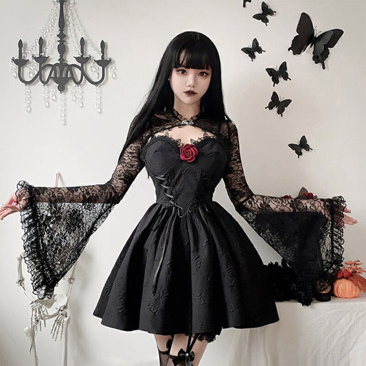 【ハロウィン】ゴシックコスプレ・ダークウィッチ・ヴァンパイア・ブラックワンピース・ブライド・エンジェル衣装