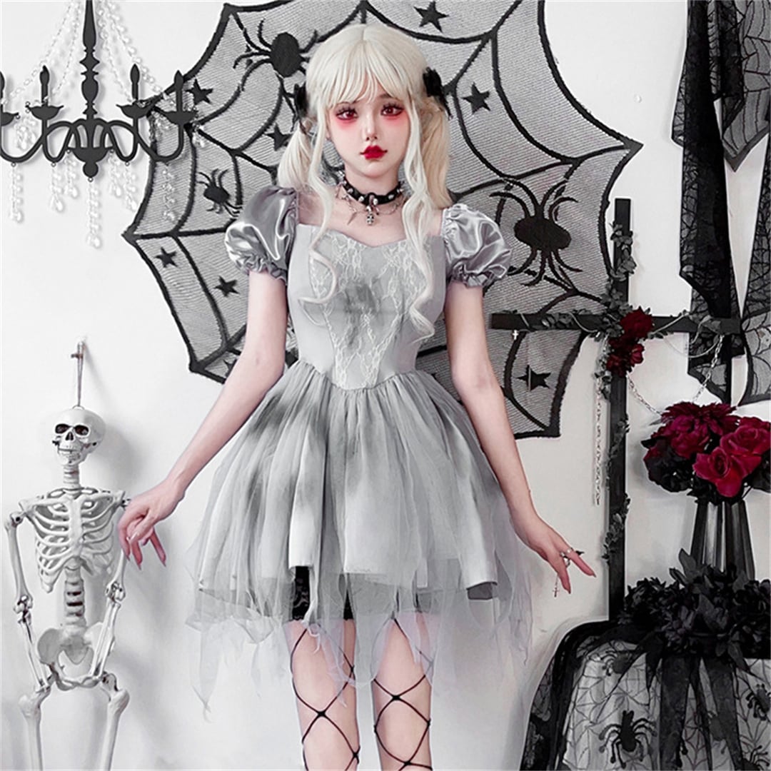 【ハロウィン】コスチューム ゴシック ゴーストブライド ダーク ウィッチ 吸血鬼 バー 舞台衣装